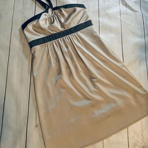 BCBG Champagne/dark brown halter dress size 8